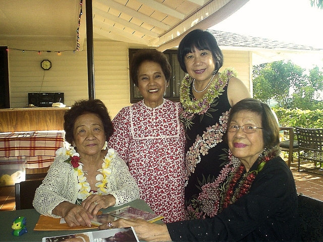 Charter Members:  Leonila de Jesus-Valencia, Regina Junasa, and Lily Echiverri with Pres. Luzette de la Pena.